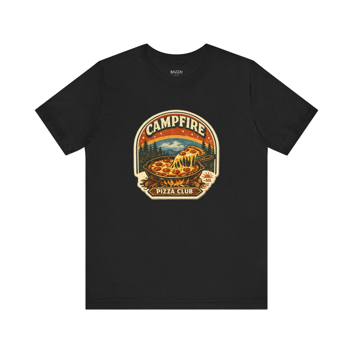 Camping Pizza T-Shirt — Campfire Pizza Club — t-shirt design by Sol