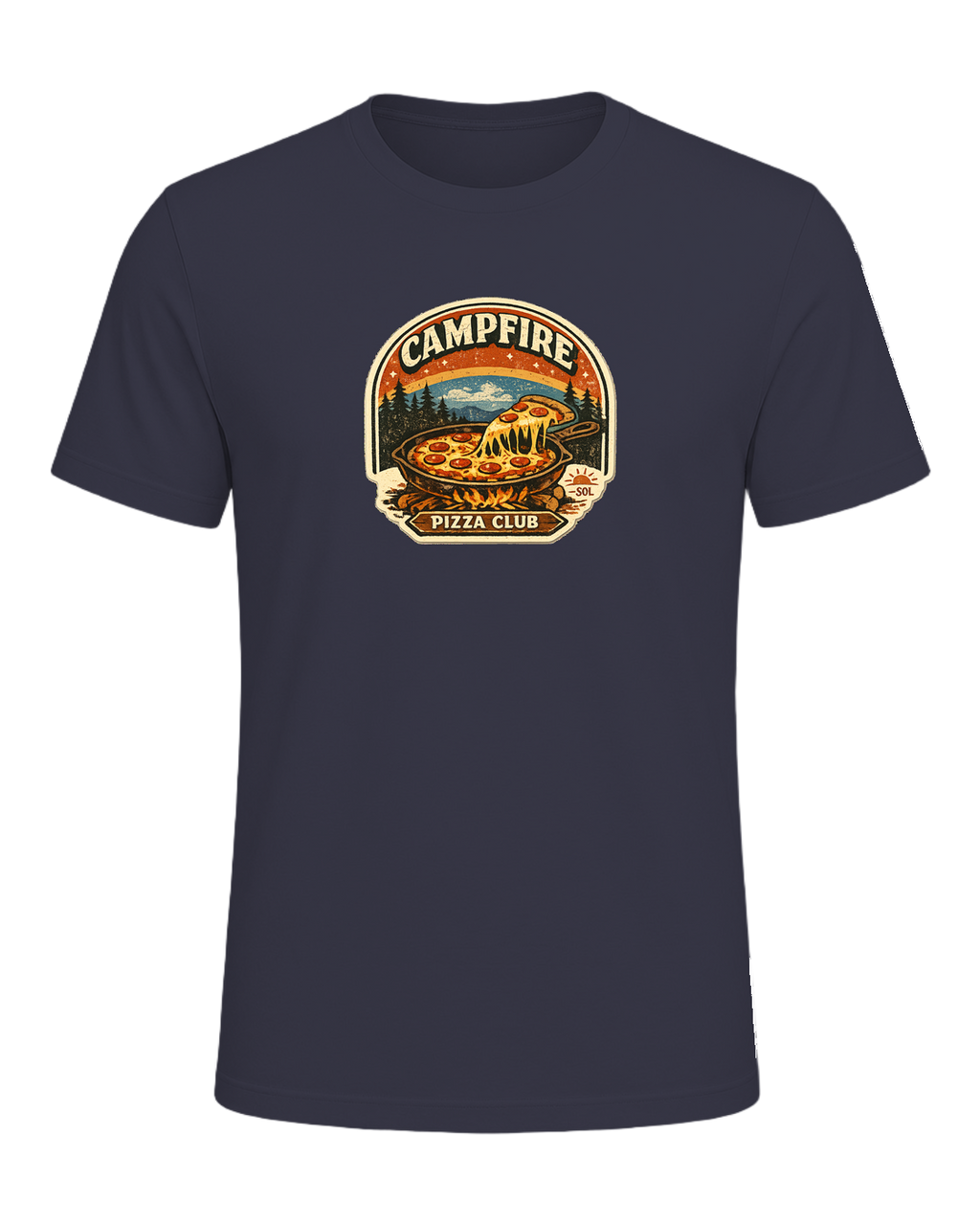 Campfire Pizza Club Tee — Heather Midnight Navy