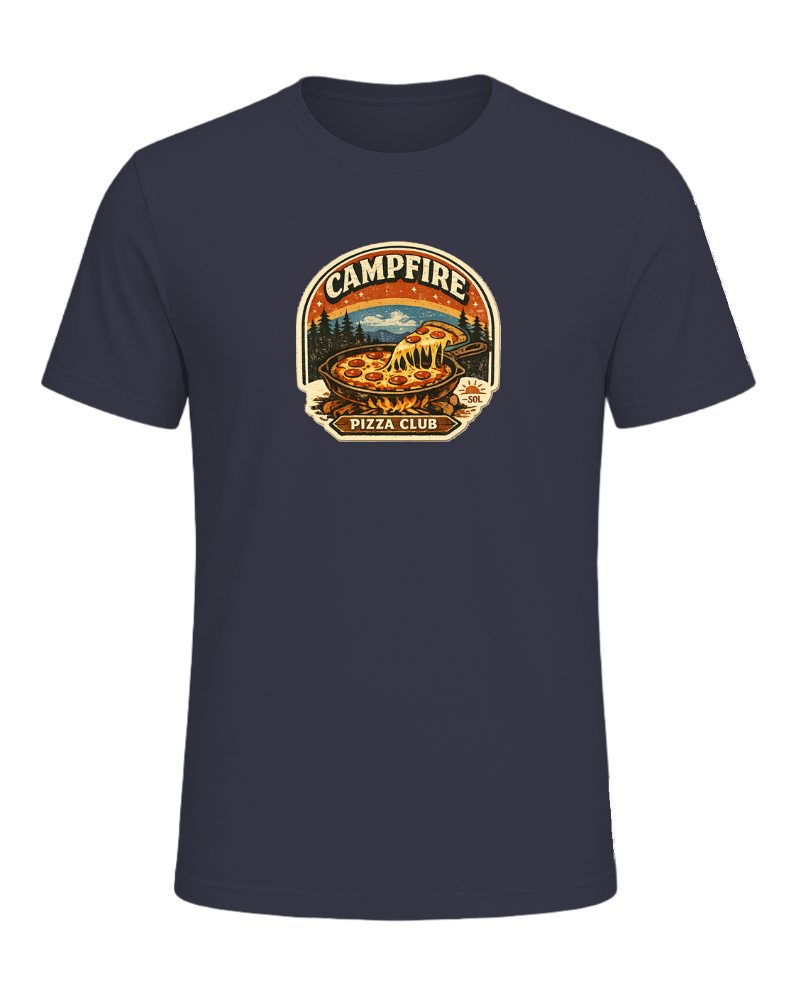 Campfire Pizza Club Tee — Heather Midnight Navy
