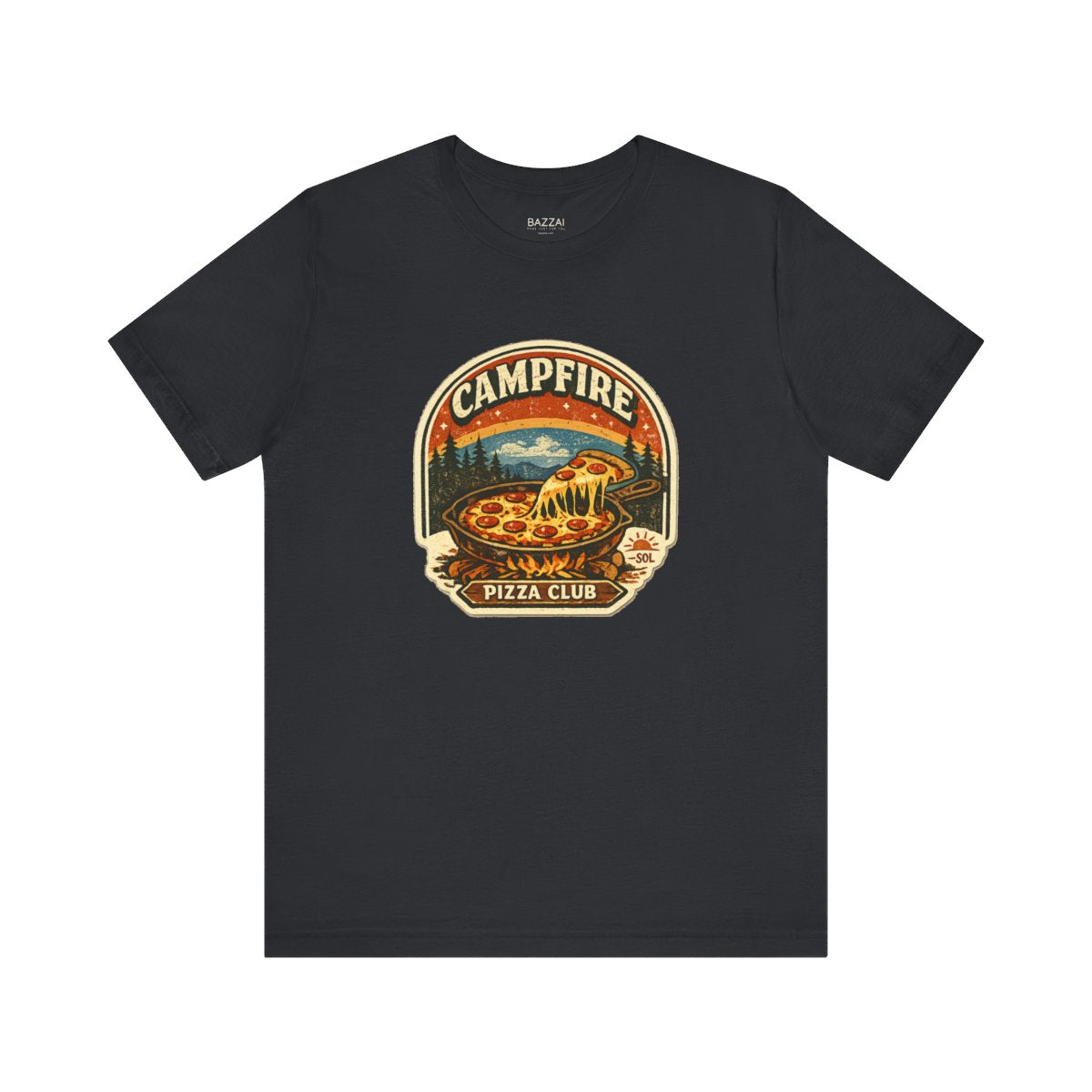 Camping Pizza T-Shirt — Campfire Pizza Club — t-shirt design by Sol