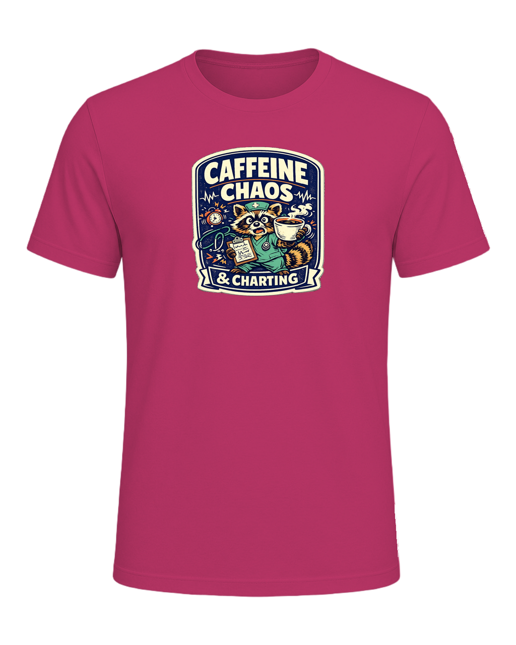 Caffeine Chaos & Charting Tee — Berry