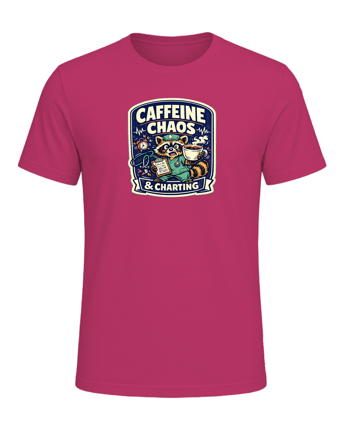 Caffeine Chaos & Charting Tee — Berry