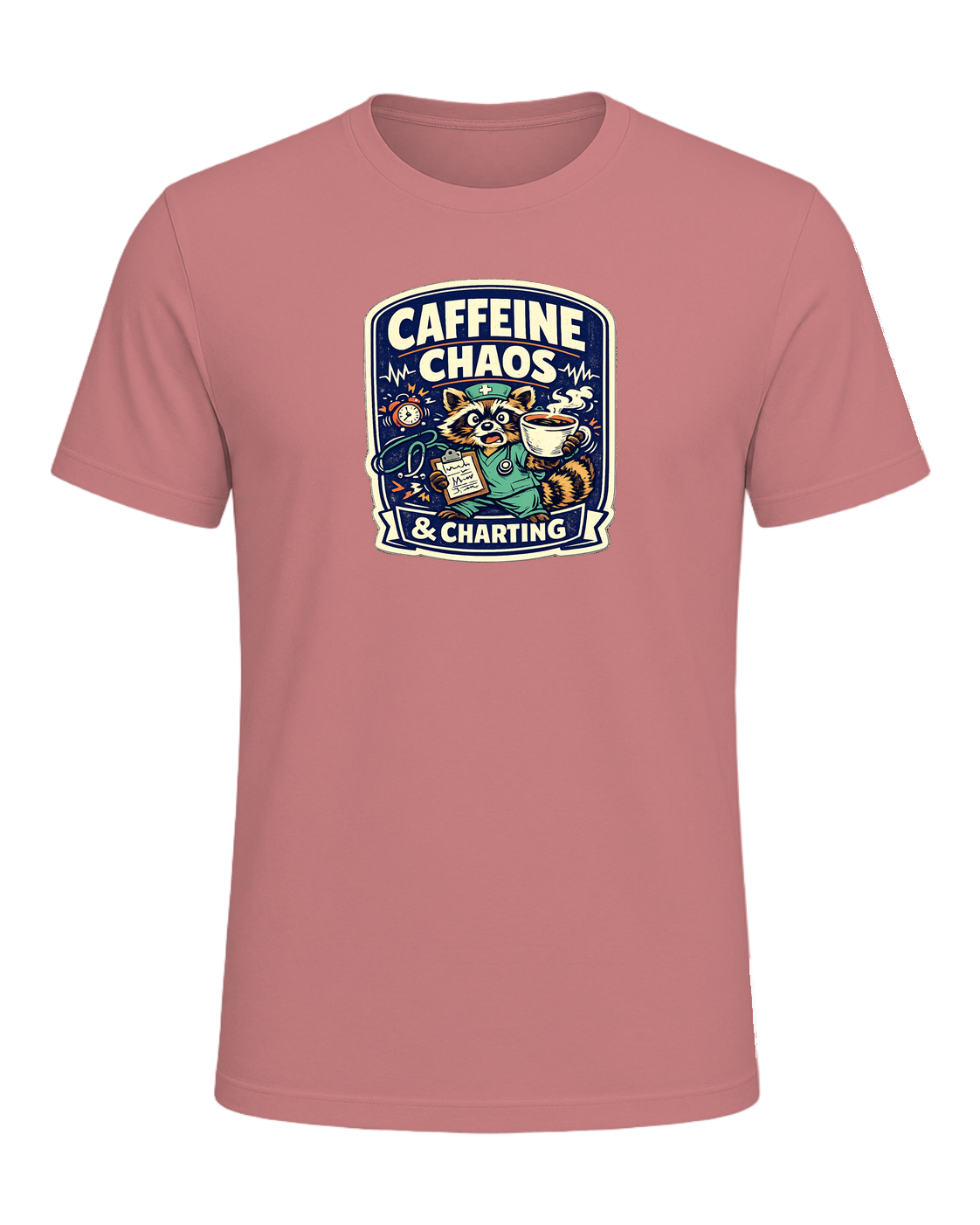 Caffeine Chaos & Charting Tee — Heather Mauve
