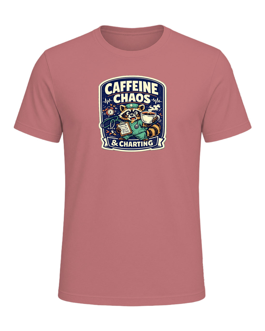 Caffeine Chaos & Charting Tee — Mauve