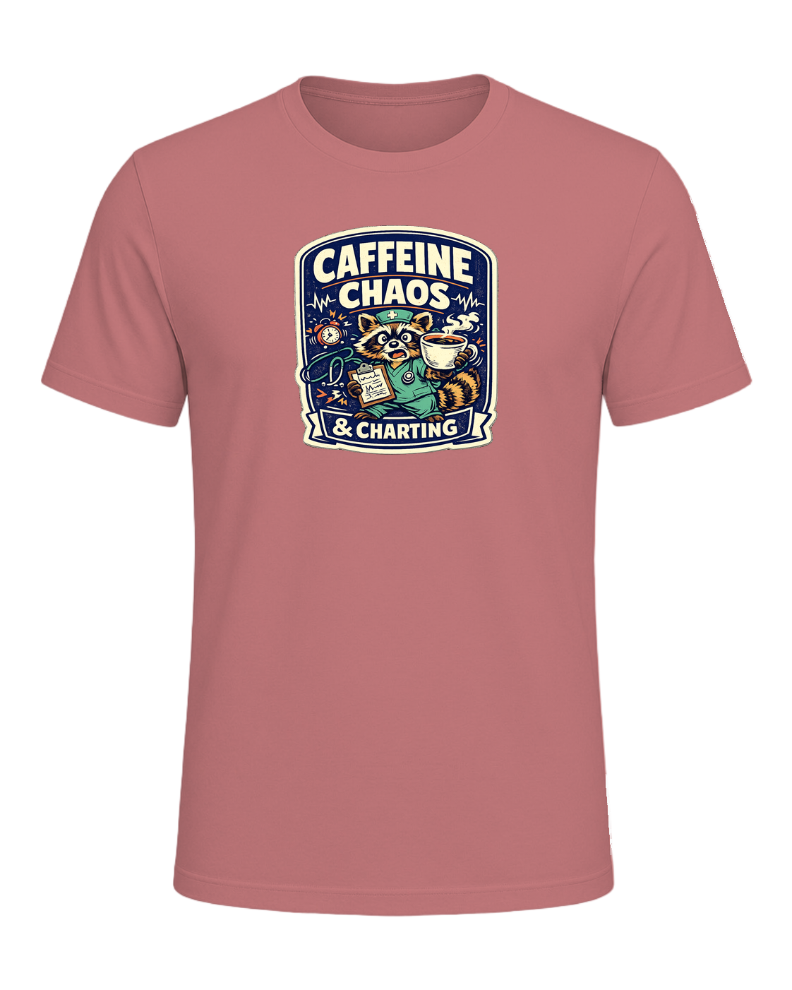 Caffeine Chaos & Charting Tee — Mauve