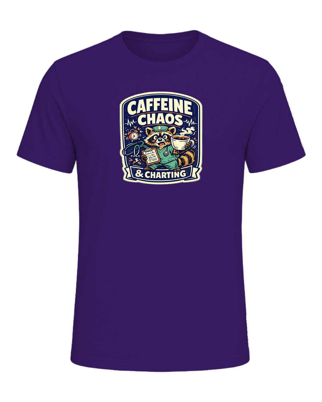 Caffeine Chaos & Charting Tee — Team Purple