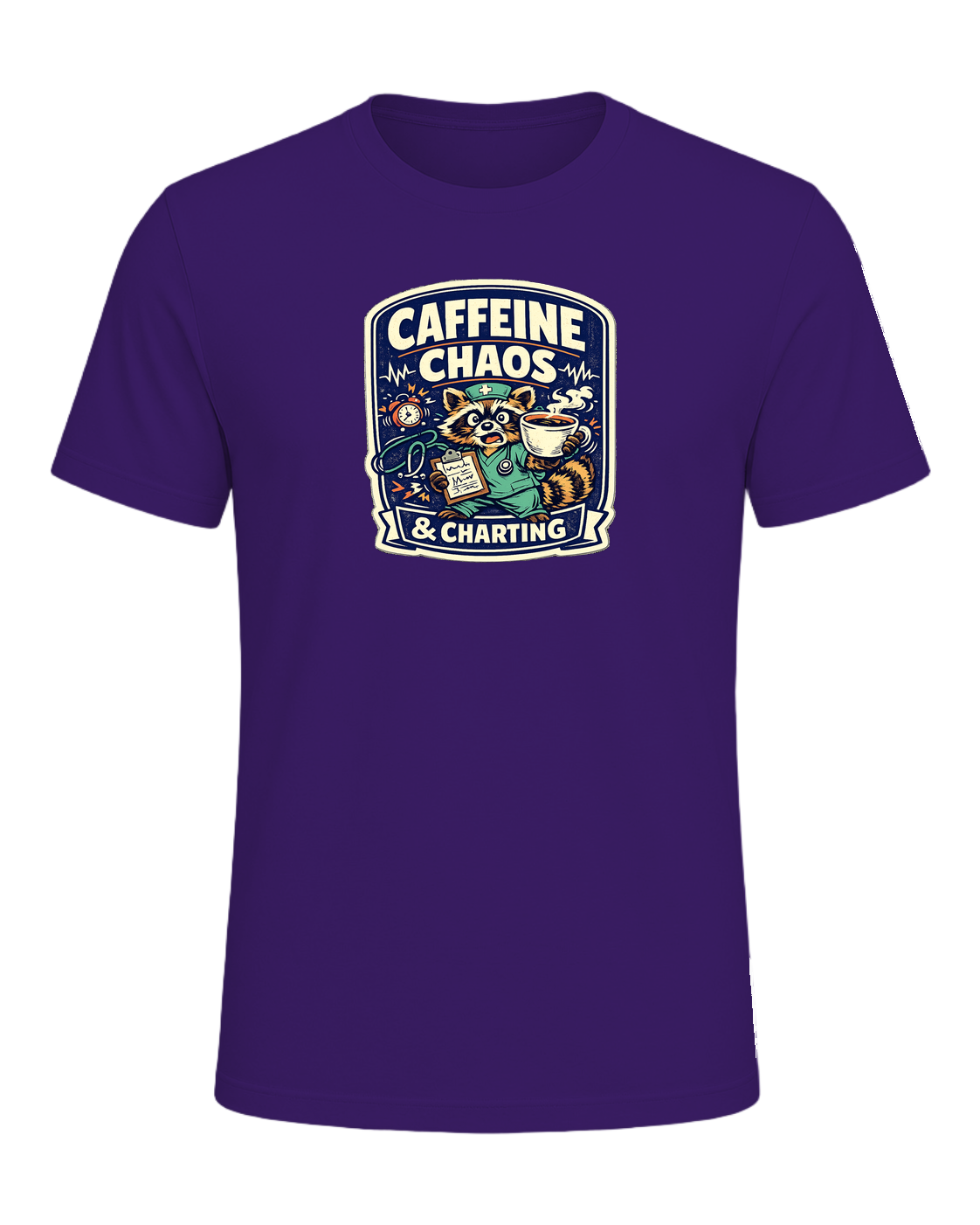 Caffeine Chaos & Charting Tee — Team Purple