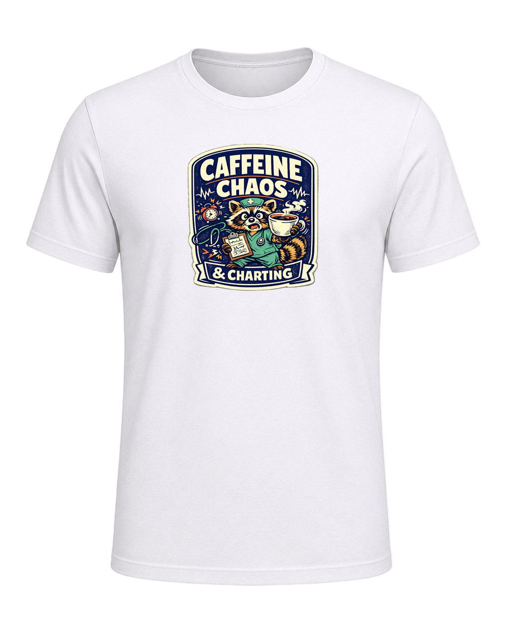 Caffeine Chaos & Charting Tee — White