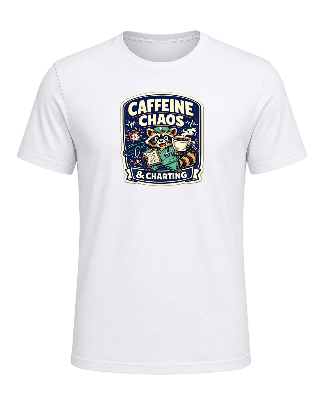 Caffeine Chaos & Charting Tee — White