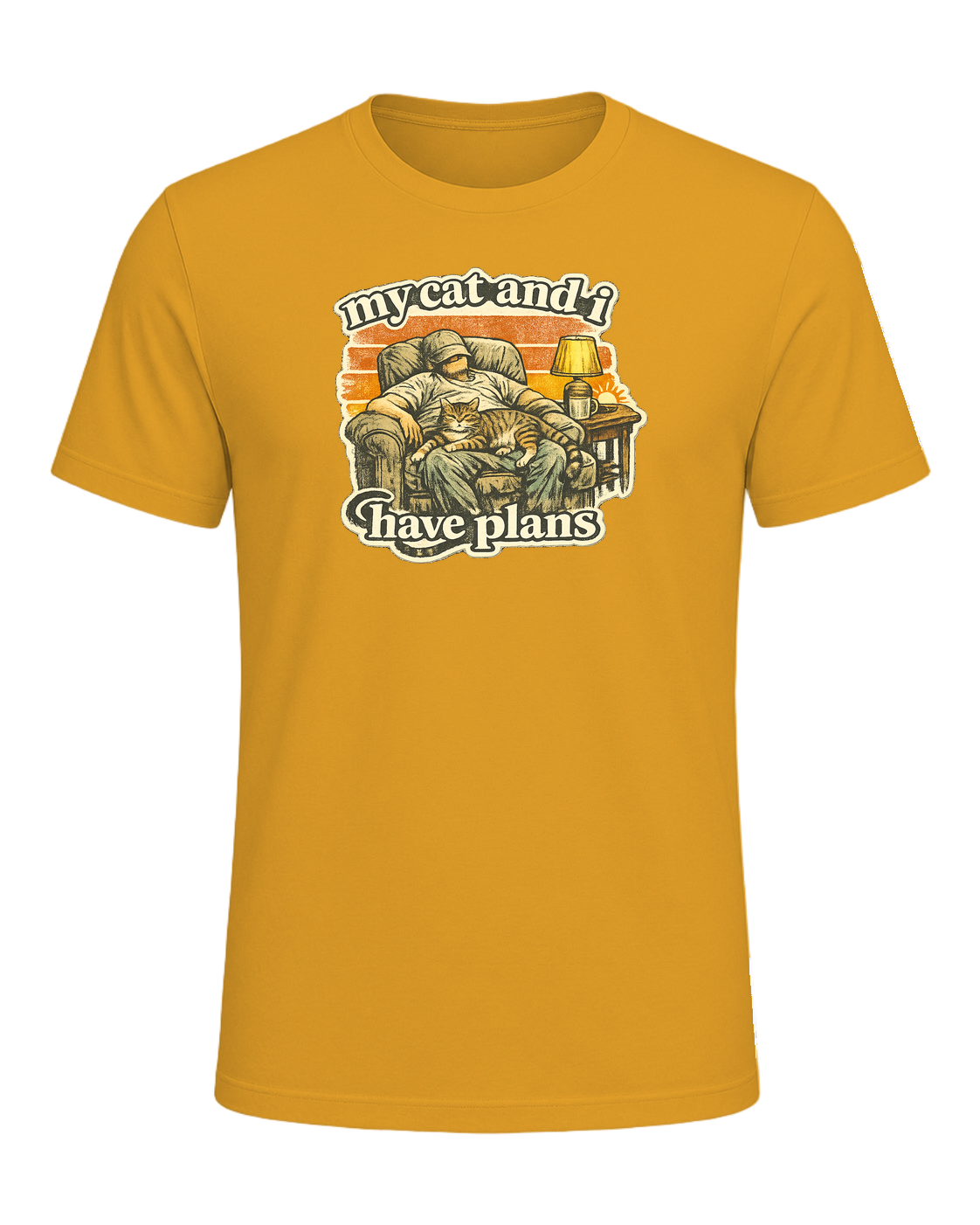 My Cat And I Have Plans Tee — Mustard