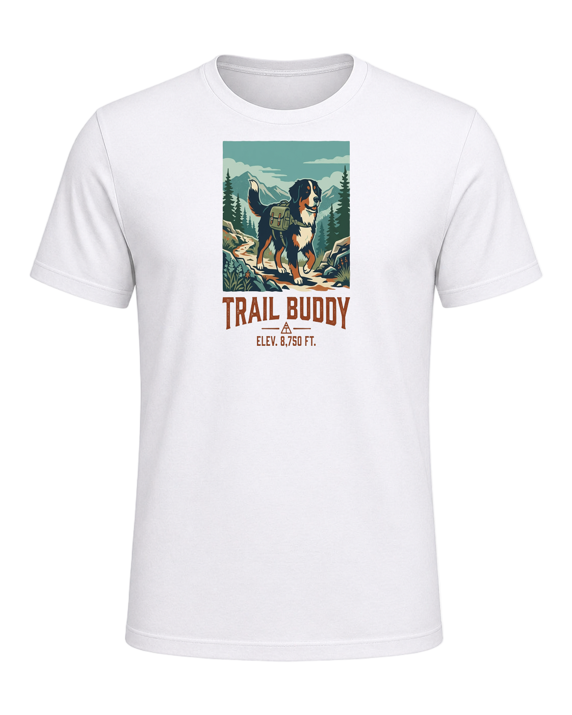 Bernese Mountain Dog Hiking — White