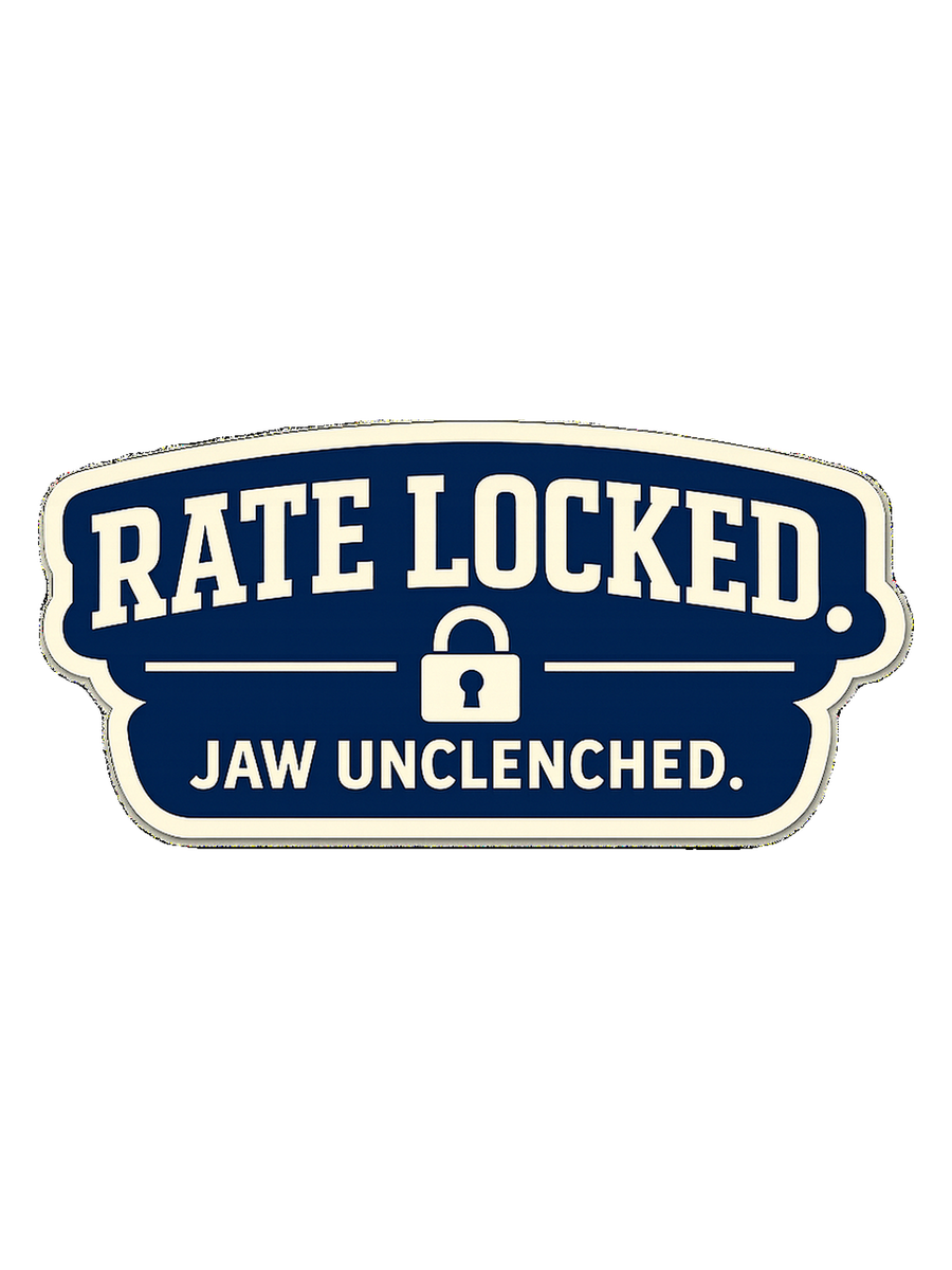 Funny Mortgage T-Shirt — Rate Locked. Jaw Unclenched.