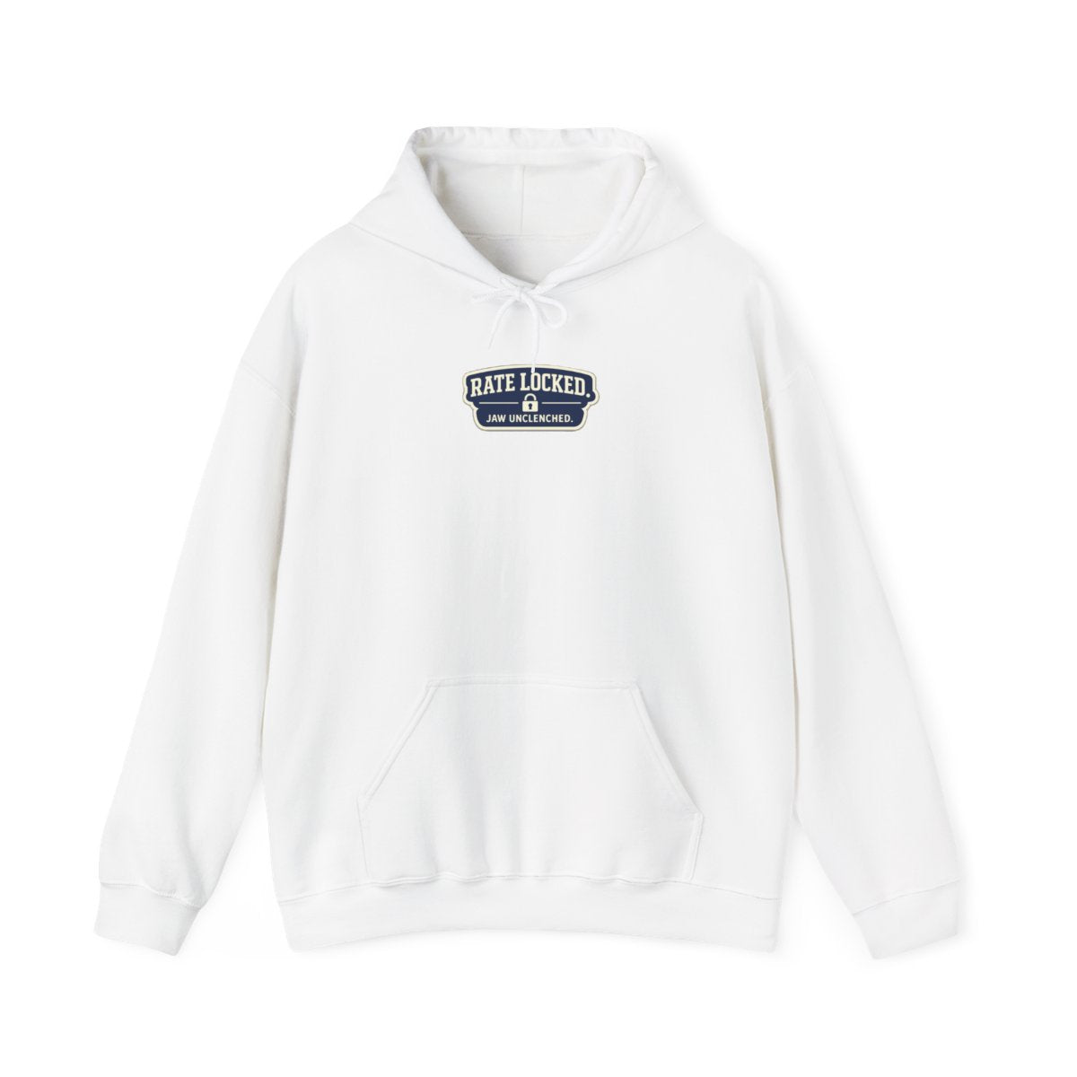 RATE LOCKED. JAW UNCLENCHED. Hoodie — White