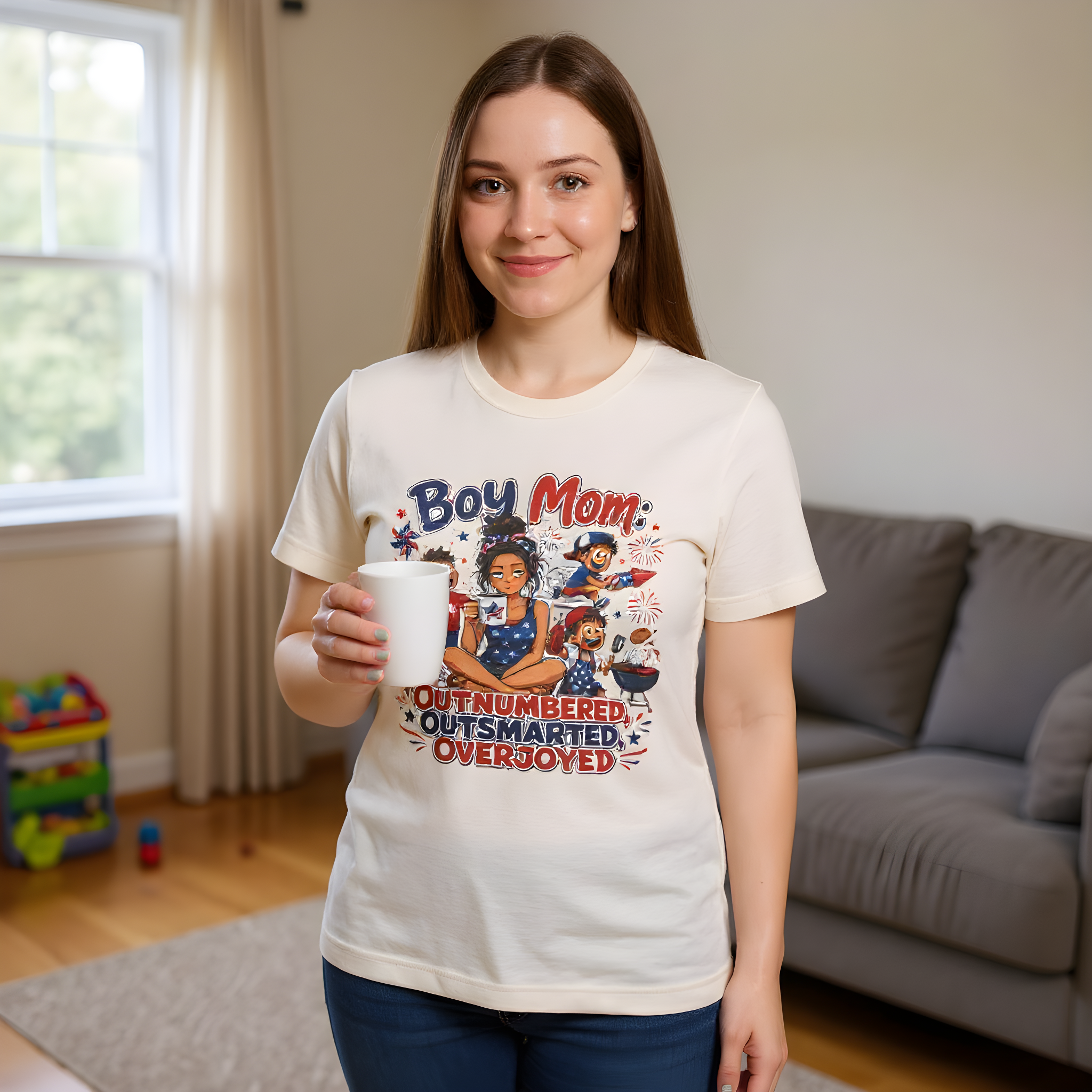 Funny Boy Mom T-Shirt — Loud, Sticky, Beloved — t-shirt design