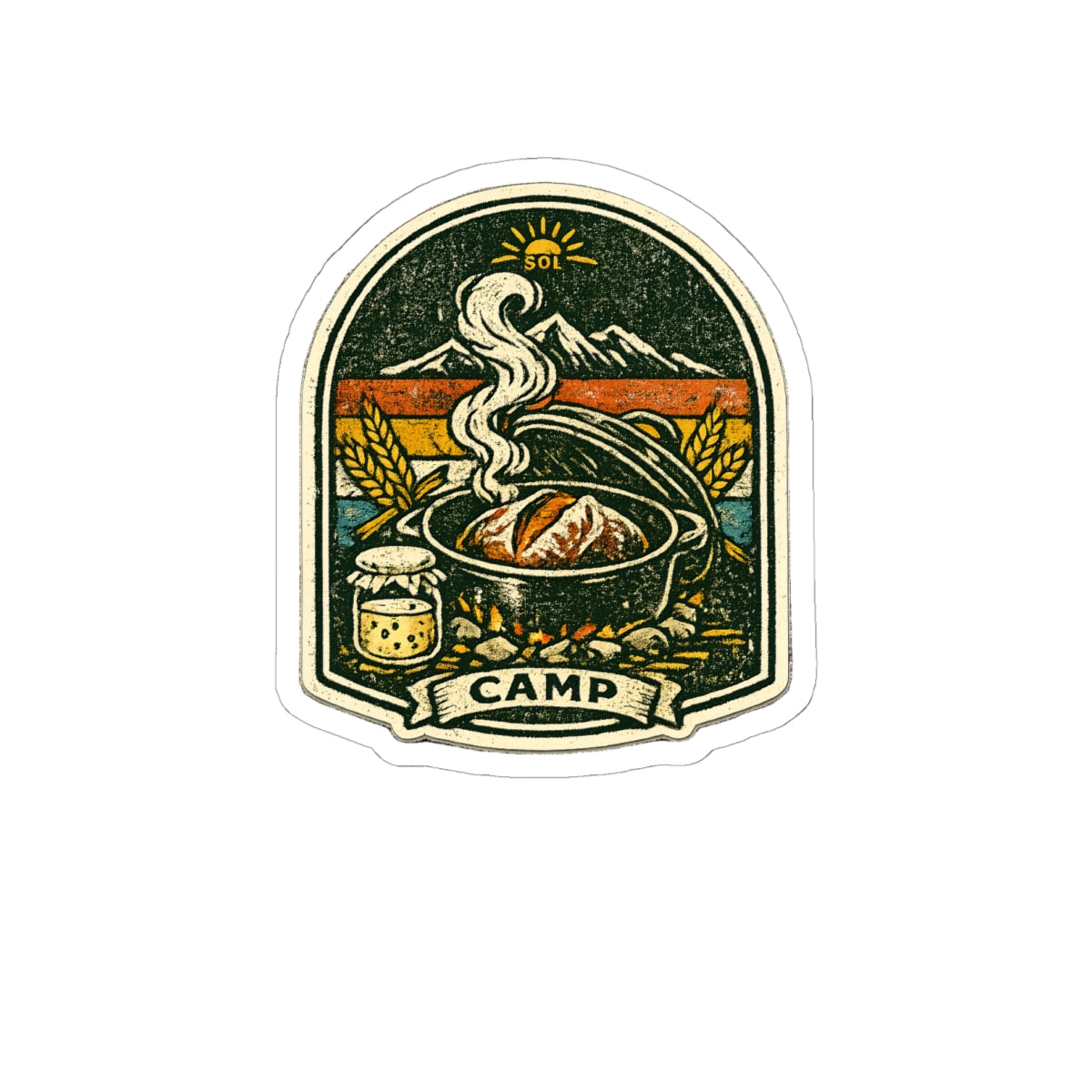 Sourdough Camping Sticker — Wild Yeast Camp — sticker design by Sol