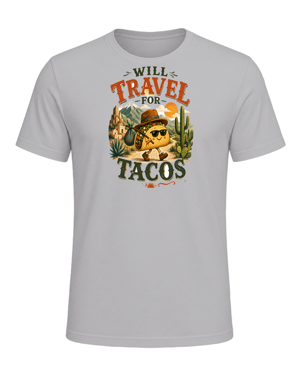 WILL TRAVEL FOR TACOS — Athletic Heather