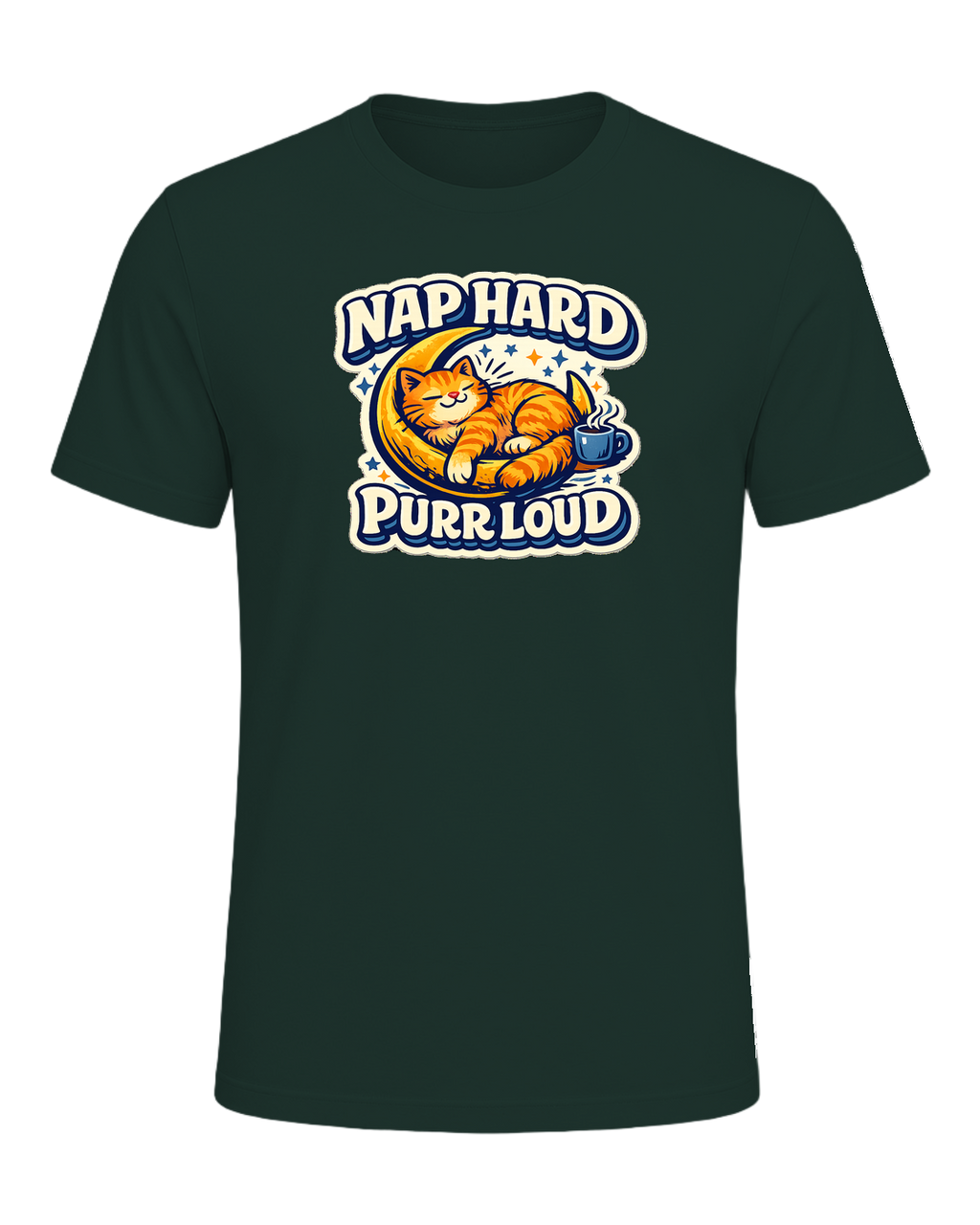 Nap Hard, Purr Loud Tee — Forest