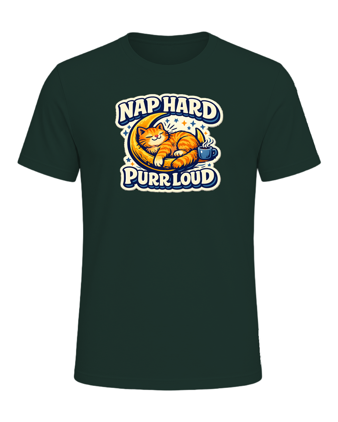 Nap Hard, Purr Loud Tee — Forest