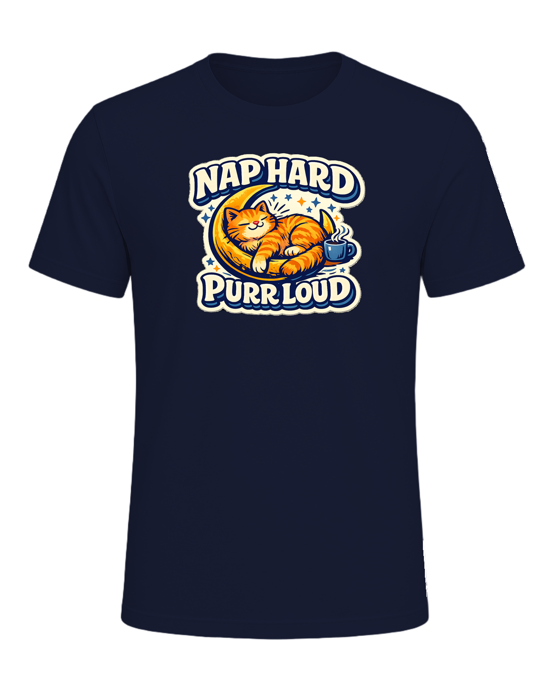 Nap Hard, Purr Loud Tee — Navy