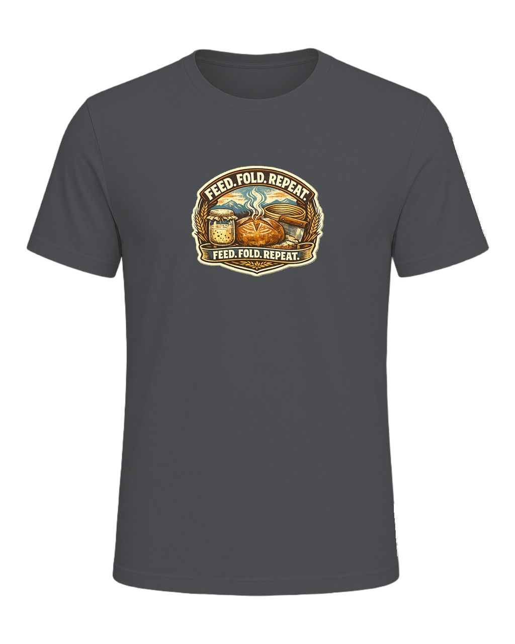 Feed. Fold. Repeat. Tee — Asphalt
