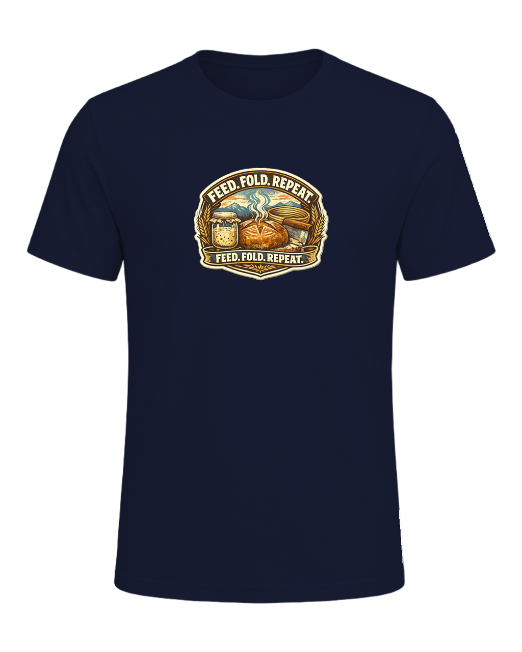 Feed. Fold. Repeat. Tee — Navy
