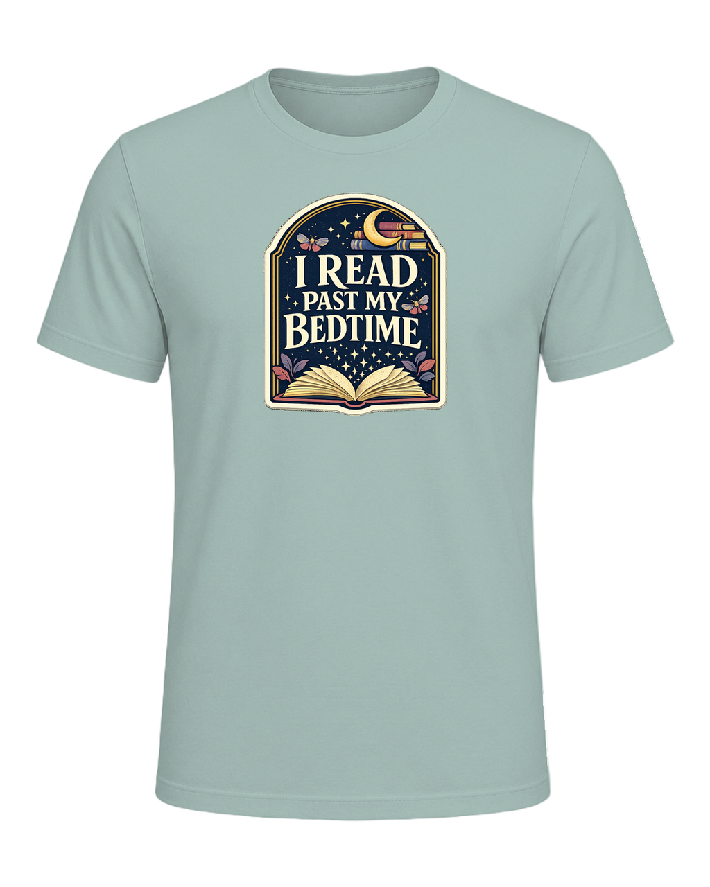 I Read Past My Bedtime Tee — Dusty Blue