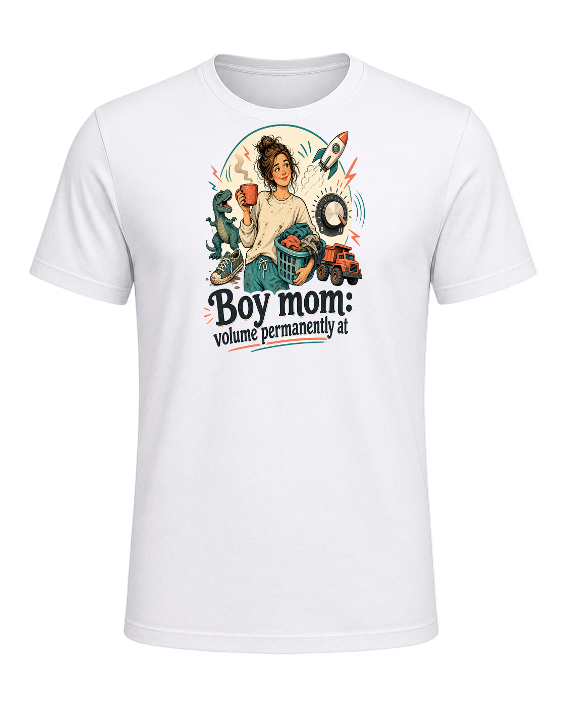 Boy mom: volume permanently at 11 — White