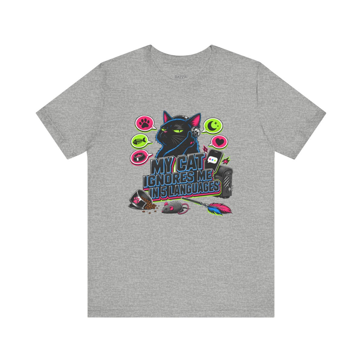 Funny Cat Owner T-Shirt — My Cat Ignores Me in 5 Languages — t-shirt design