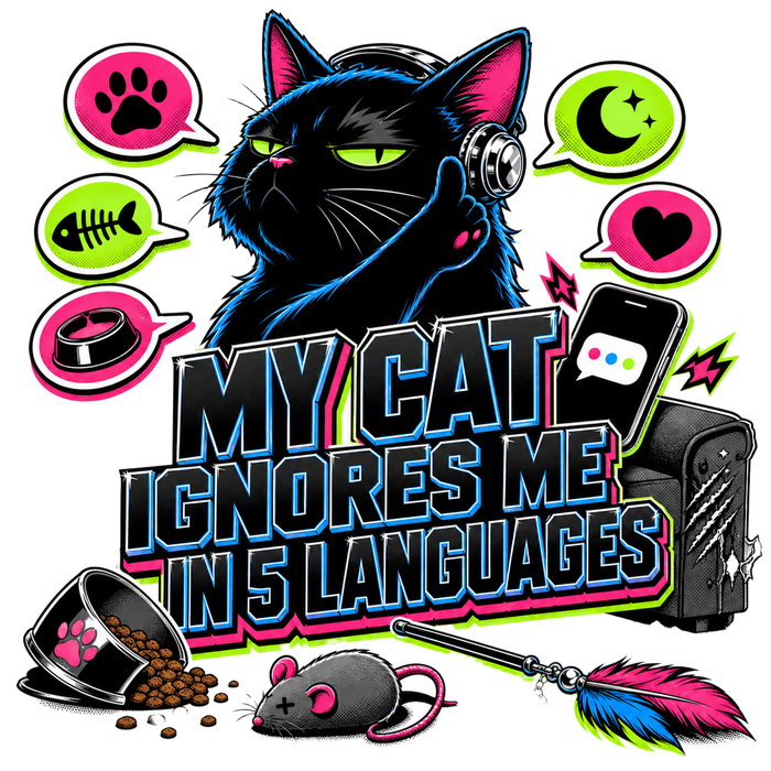 MY CAT IGNORES ME IN 5 LANGUAGES - Urban Sticker Tee