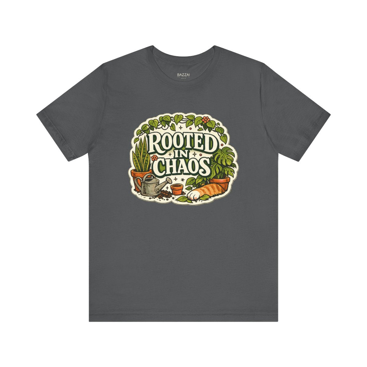 Plant Mom T-Shirt — Beautifully Rooted in Chaos — plant mom t-shirt design by Margaux