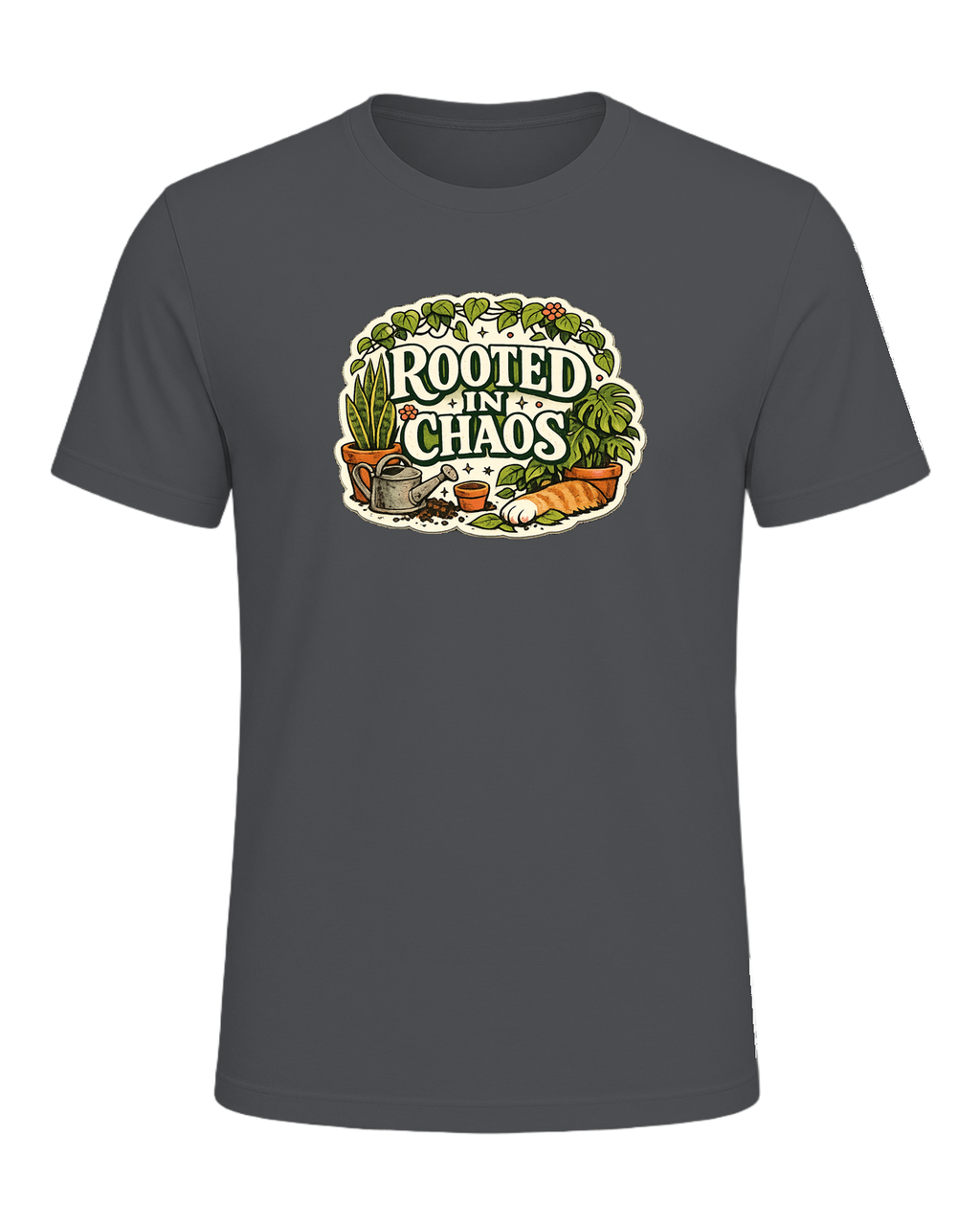 A cozy vintage plant mom tee for anyone beautifully rooted in houseplant chaos. — Asphalt