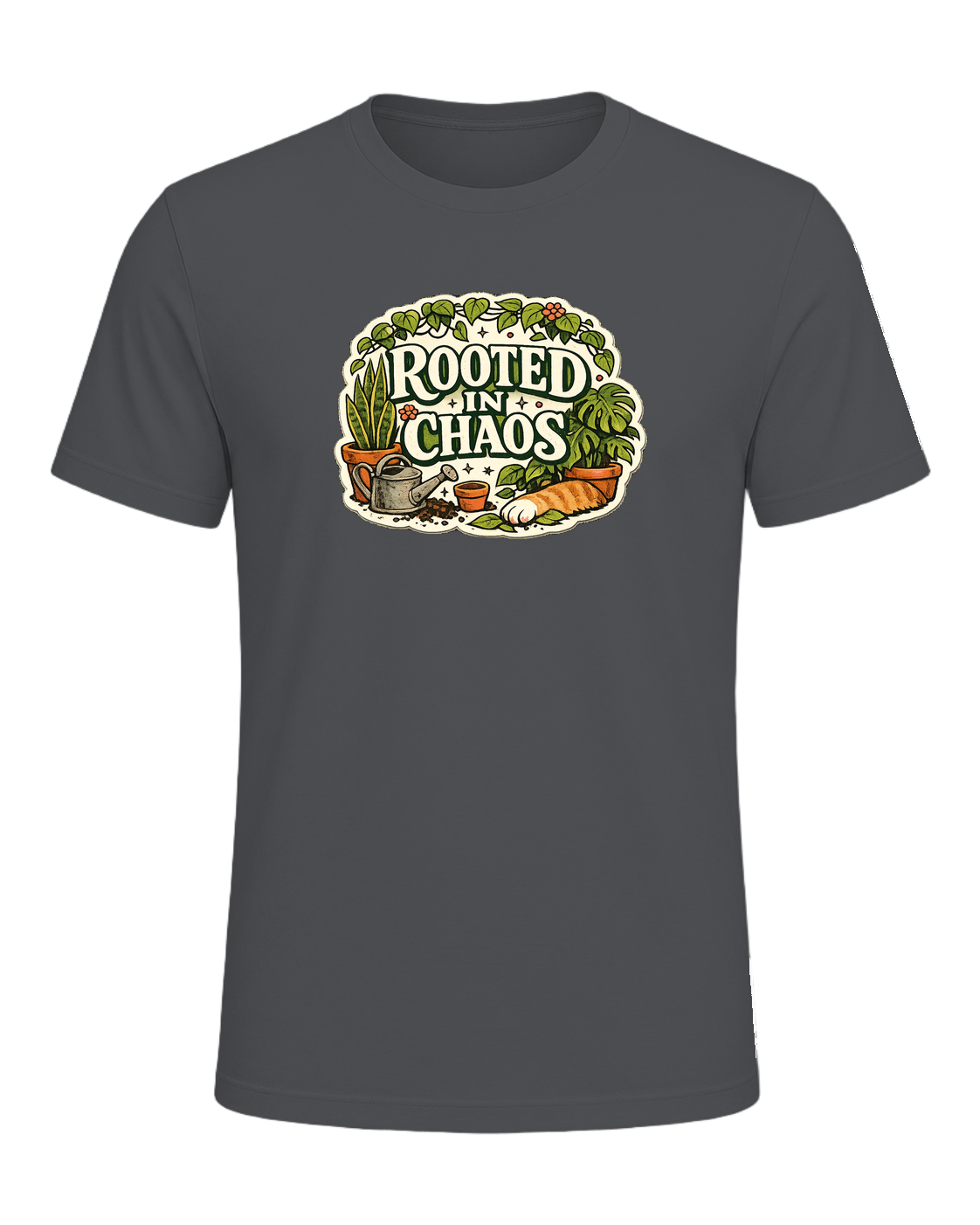 A cozy vintage plant mom tee for anyone beautifully rooted in houseplant chaos. — Asphalt
