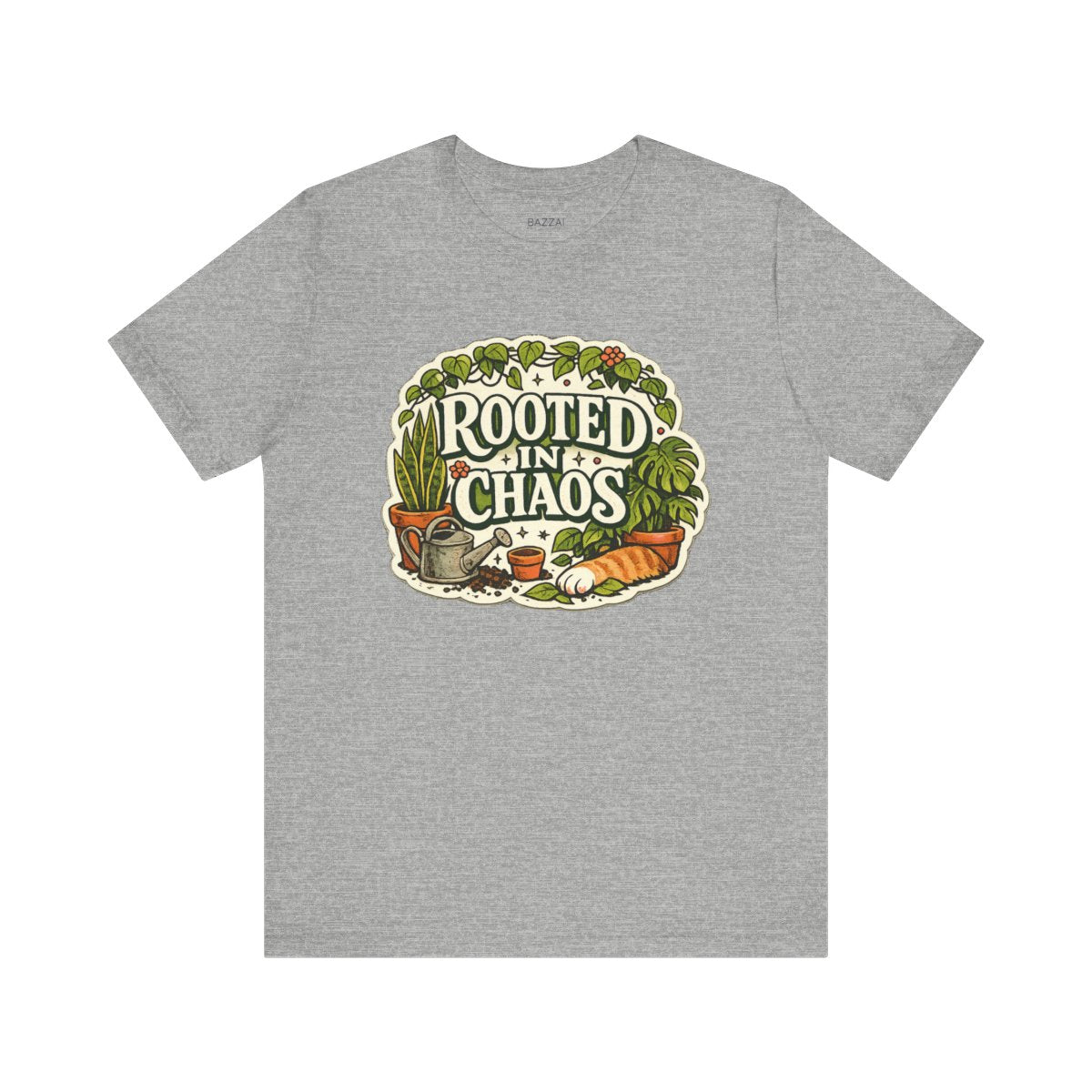 Plant Mom T-Shirt — Beautifully Rooted in Chaos — plant mom t-shirt design by Margaux