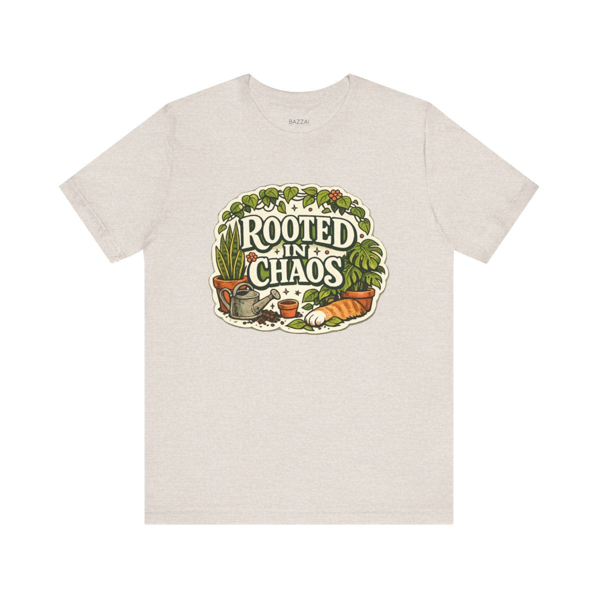Plant Mom T-Shirt — Beautifully Rooted in Chaos — plant mom t-shirt design by Margaux