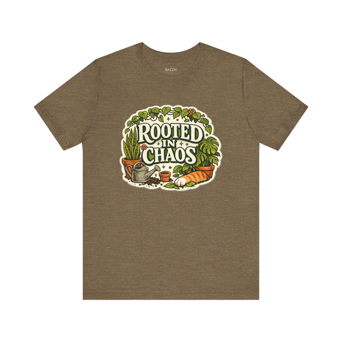 Plant Mom T-Shirt — Beautifully Rooted in Chaos — plant mom t-shirt design by Margaux
