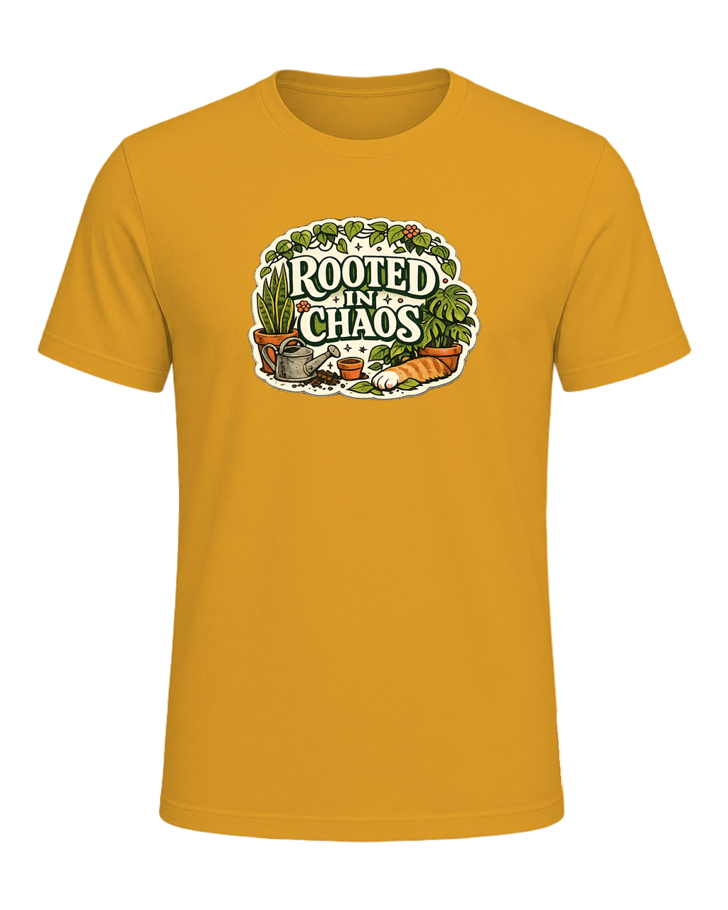 A cozy vintage plant mom tee for anyone beautifully rooted in houseplant chaos. — Mustard