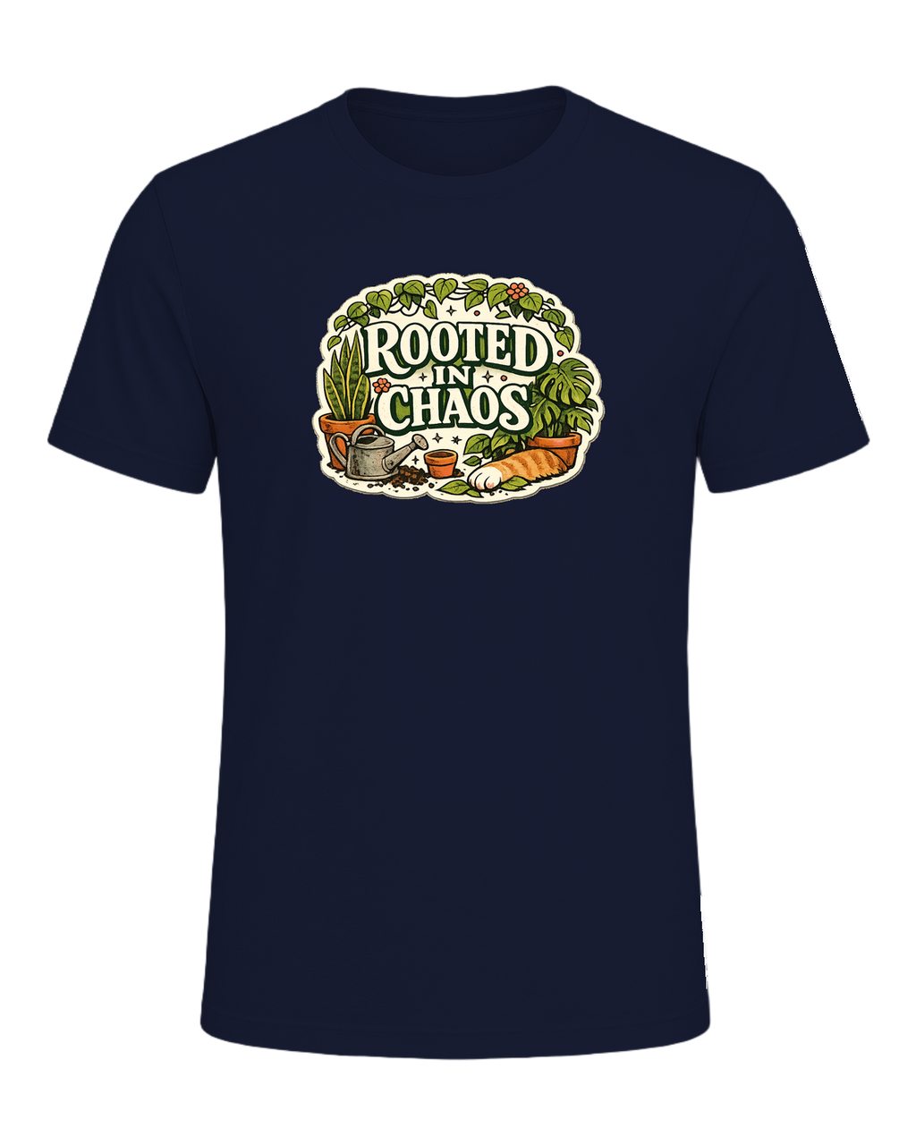A cozy vintage plant mom tee for anyone beautifully rooted in houseplant chaos. — Navy