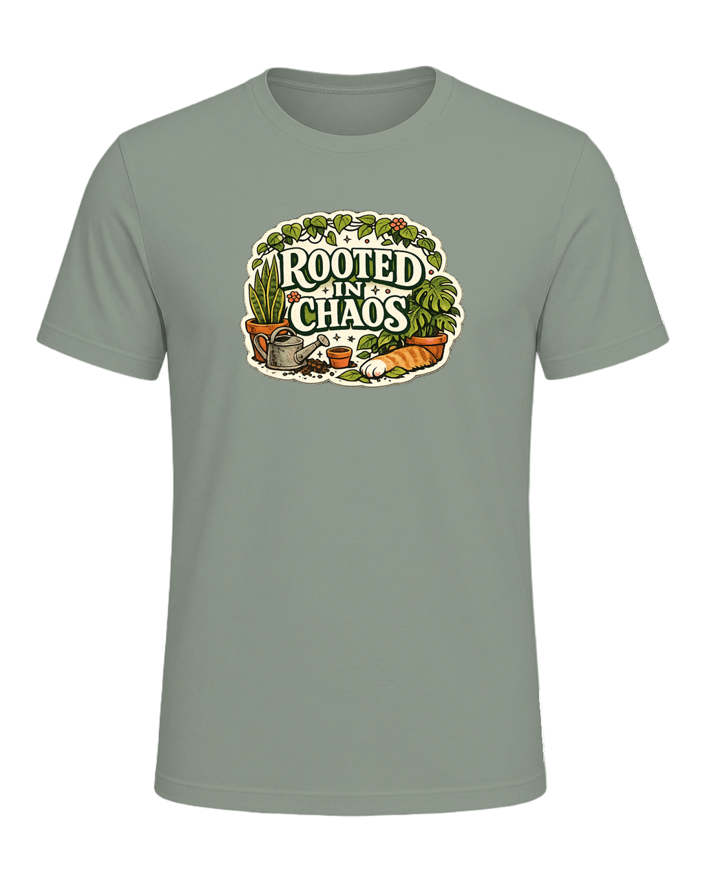 A cozy vintage plant mom tee for anyone beautifully rooted in houseplant chaos. — Sage
