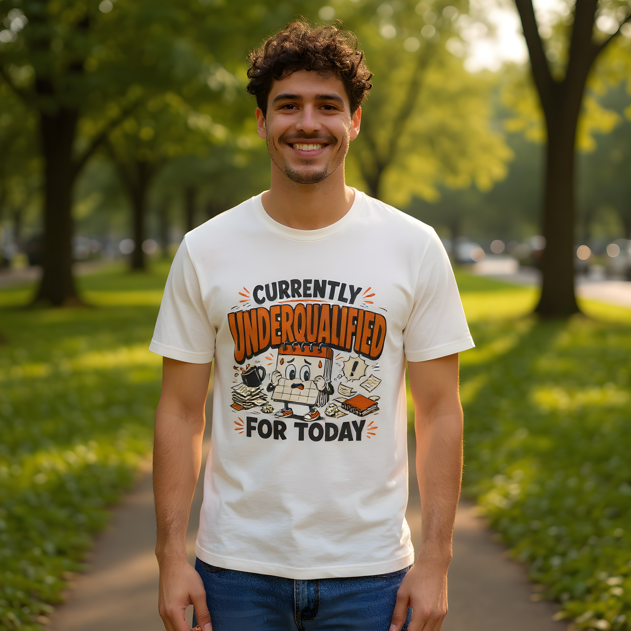 Funny Work T-Shirt — Currently Underqualified for Today — t-shirt design