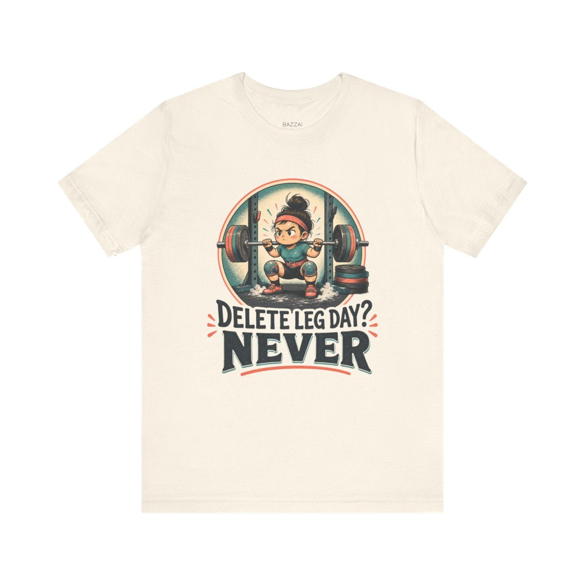 Gym Humor T-Shirt — Delete Leg Day? Never — t-shirt design