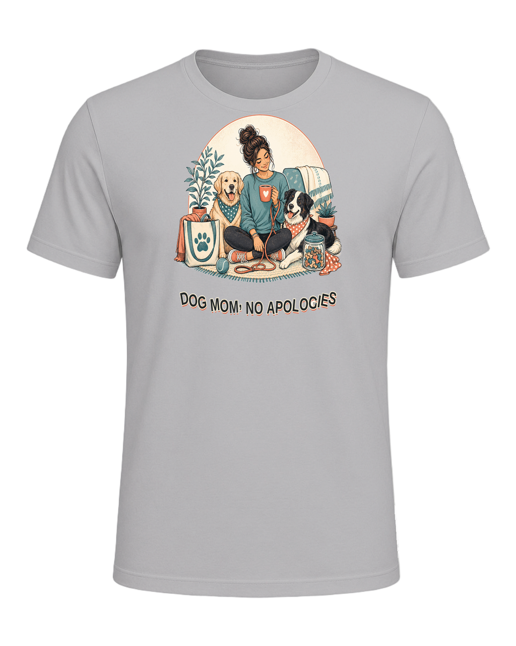DOG MOM, NO APOLOGIES — Athletic Heather