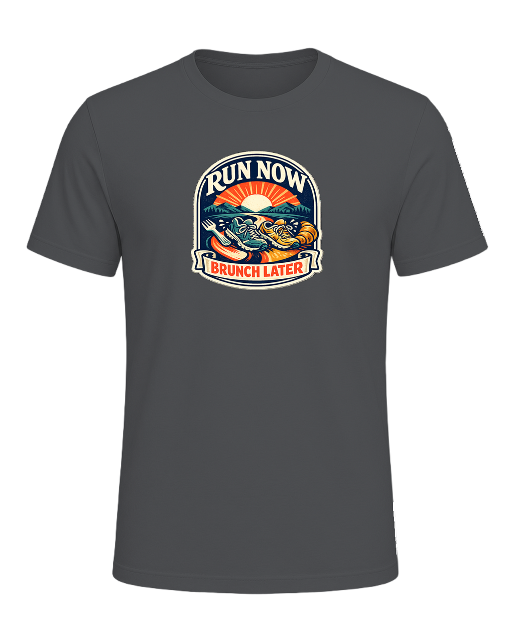 Run Now Brunch Later Tee — Asphalt