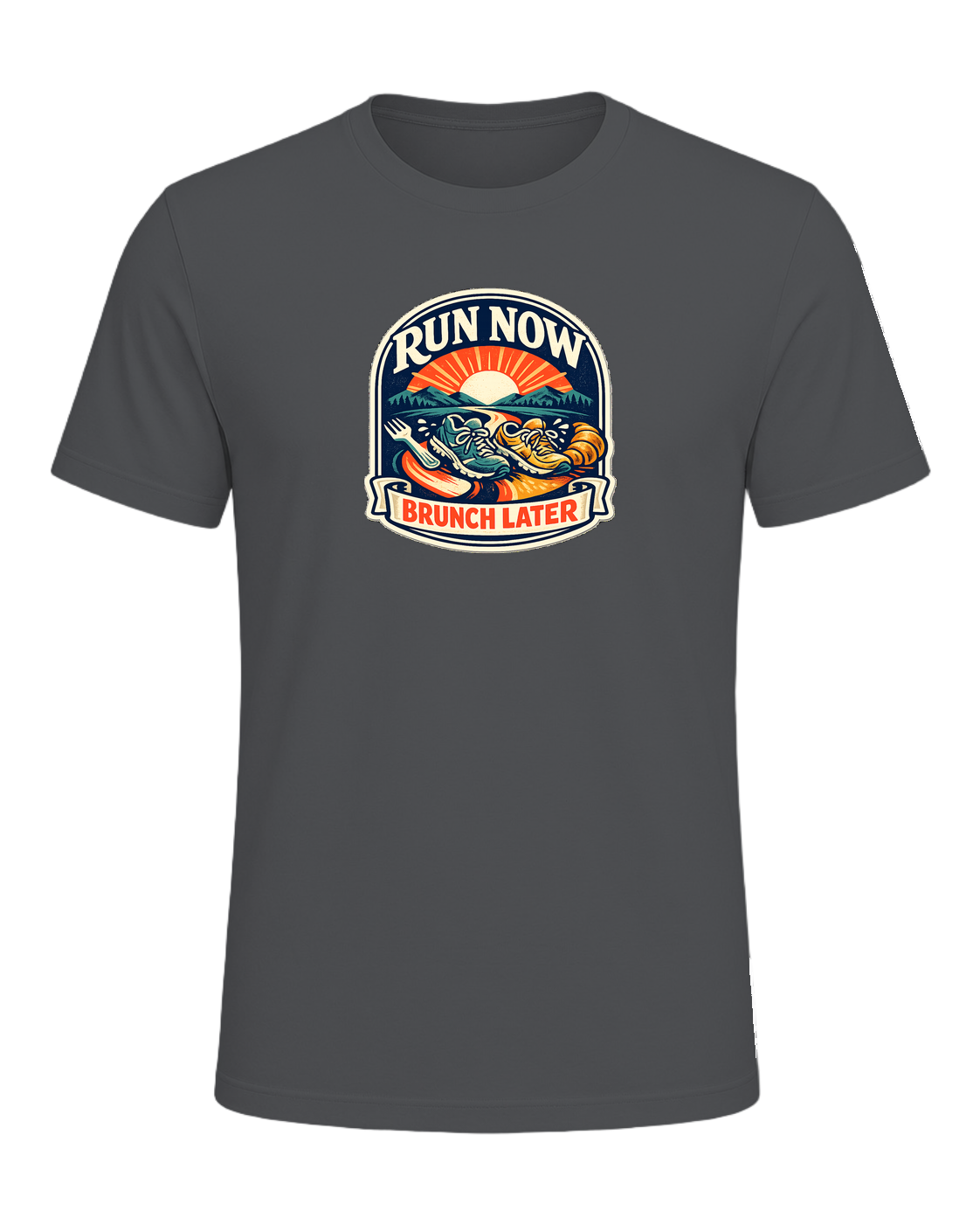 Run Now Brunch Later Tee — Asphalt