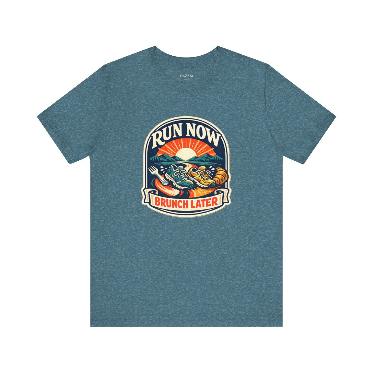 Funny Running T-Shirt — Run Now Brunch Later — running t-shirt design by Reggie
