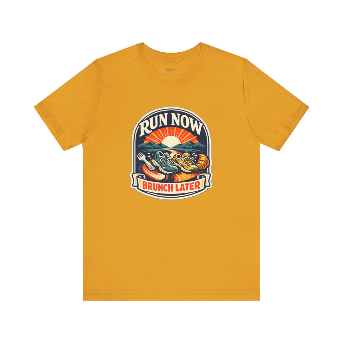 Funny Running T-Shirt — Run Now Brunch Later — running t-shirt design by Reggie