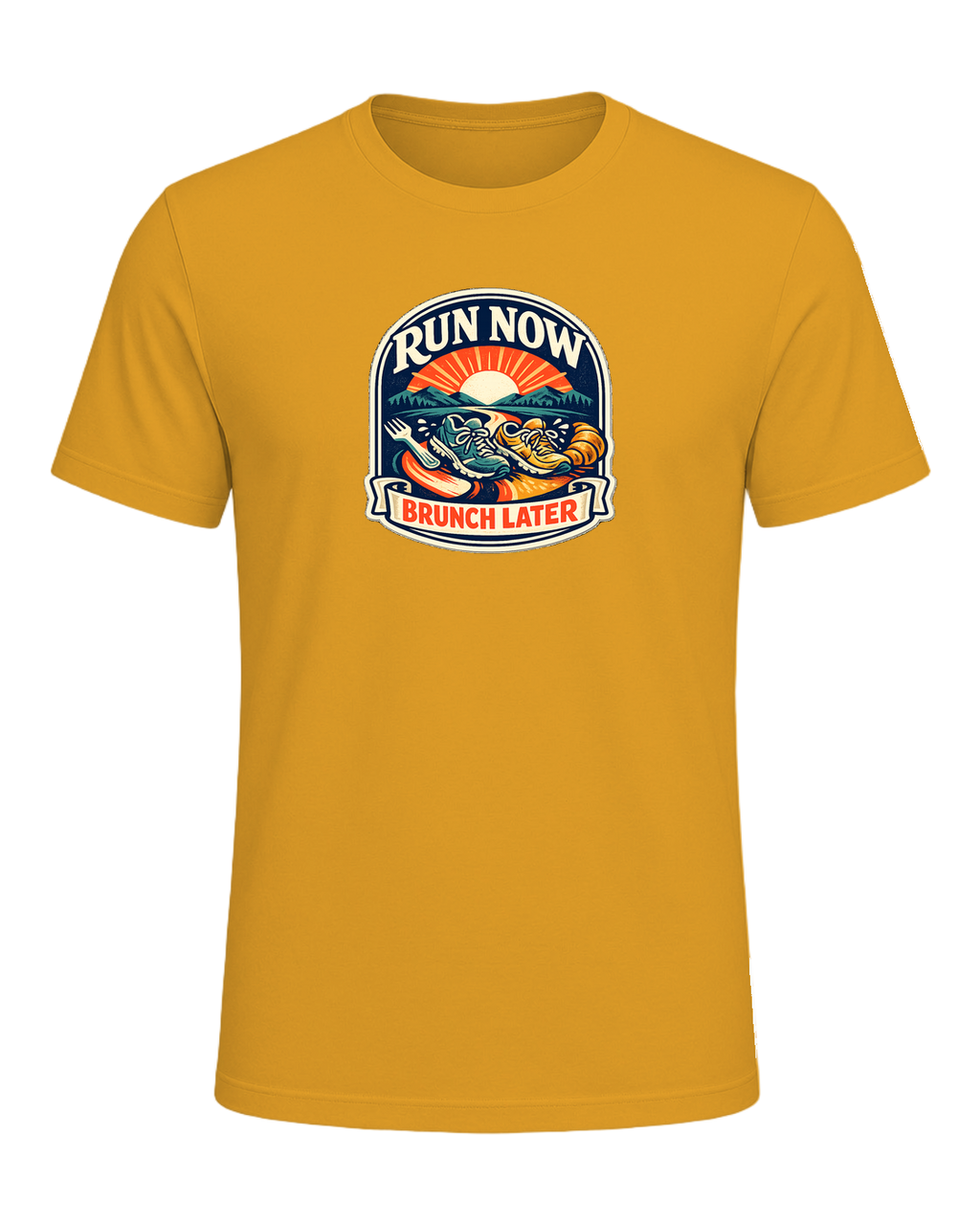 Run Now Brunch Later Tee — Mustard