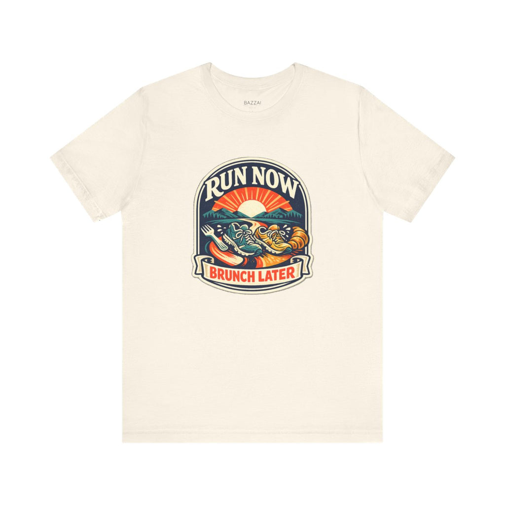 Funny Running T-Shirt — Run Now Brunch Later — running t-shirt design by Reggie