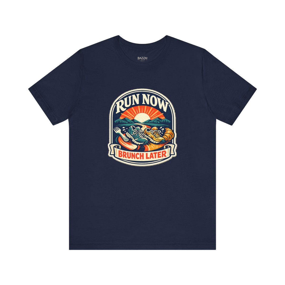 Funny Running T-Shirt — Run Now Brunch Later — running t-shirt design by Reggie