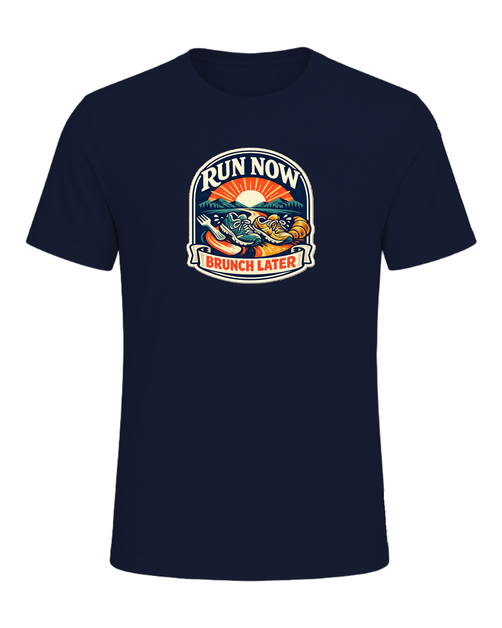 Run Now Brunch Later Tee — Navy