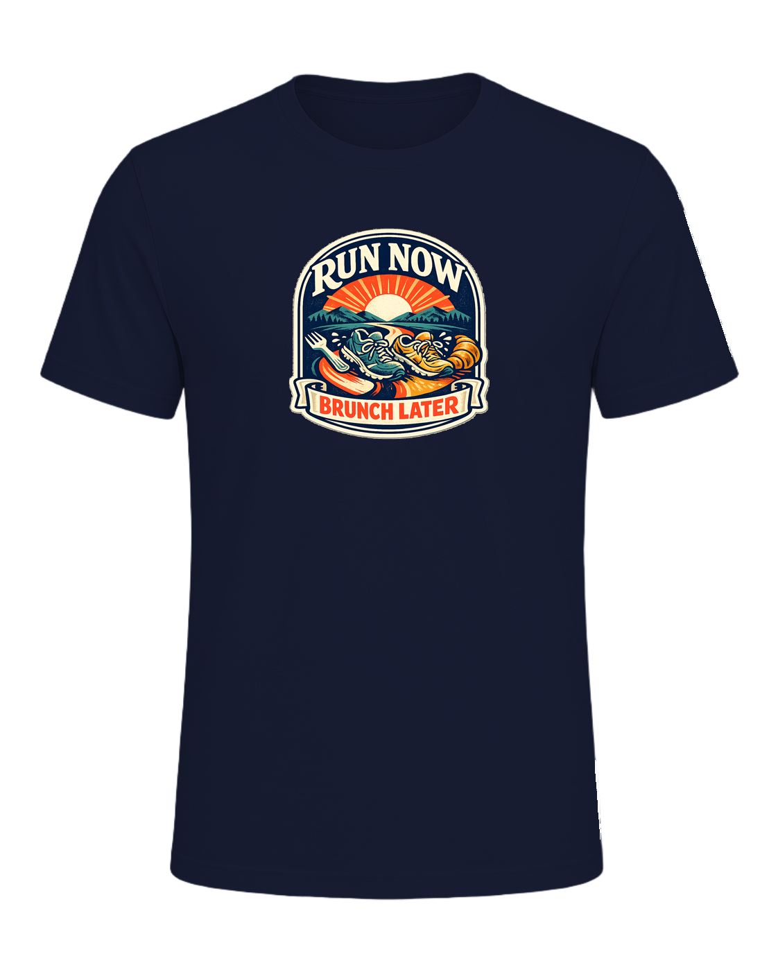 Run Now Brunch Later Tee — Navy